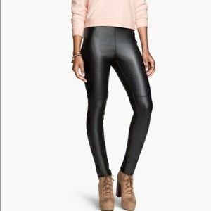 H&M Black Faux Leather Pants Leggings Size 4
